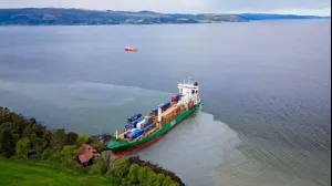 Cargo ship crashes into Norwegian garden, narrowly misses house